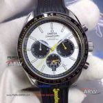 Perfect Replica Omega Speedmaster Racing Chronograph Watch - Japan Quartz Movement White Dial Black Rubber Strap